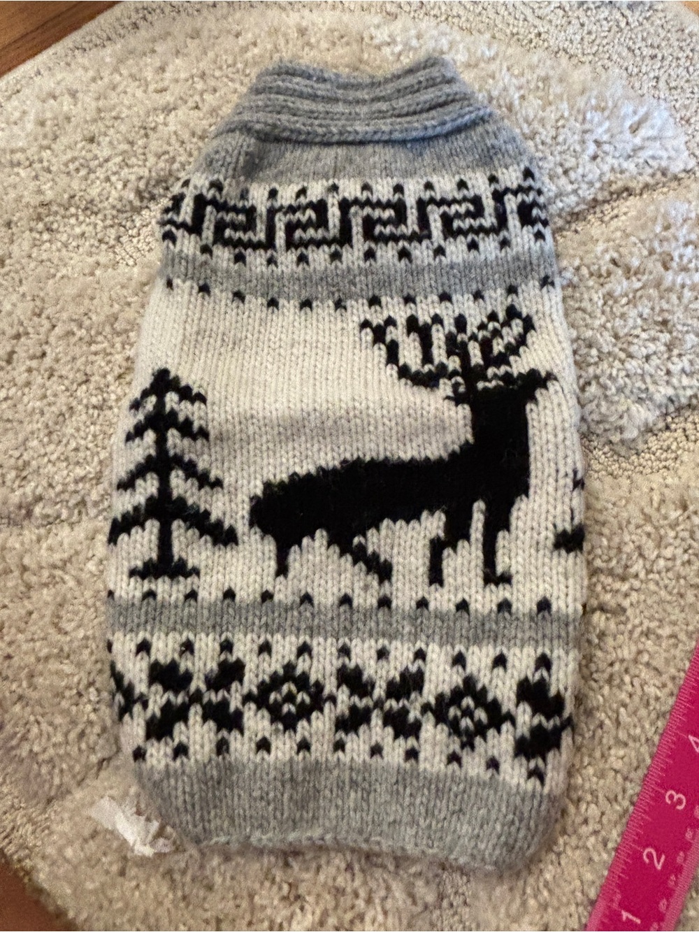Chilly Dog - Gray and Black Nordic Reindeer Knit Sweater - for Dogs.